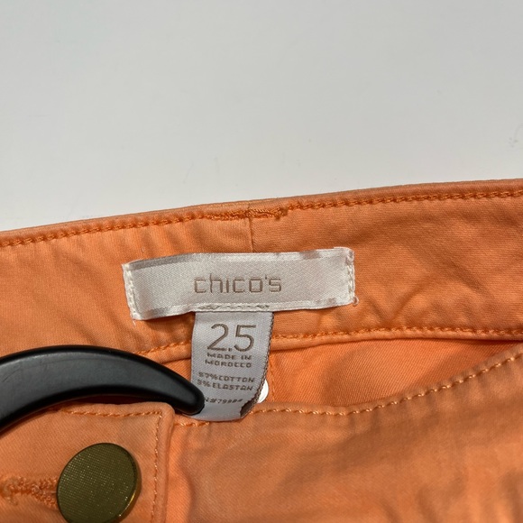 Chico’s Size 2.5 Peach Capri Women’s Pants 5 Pockets Zip Up. Made in Morocco, 97 - Picture 4 of 13